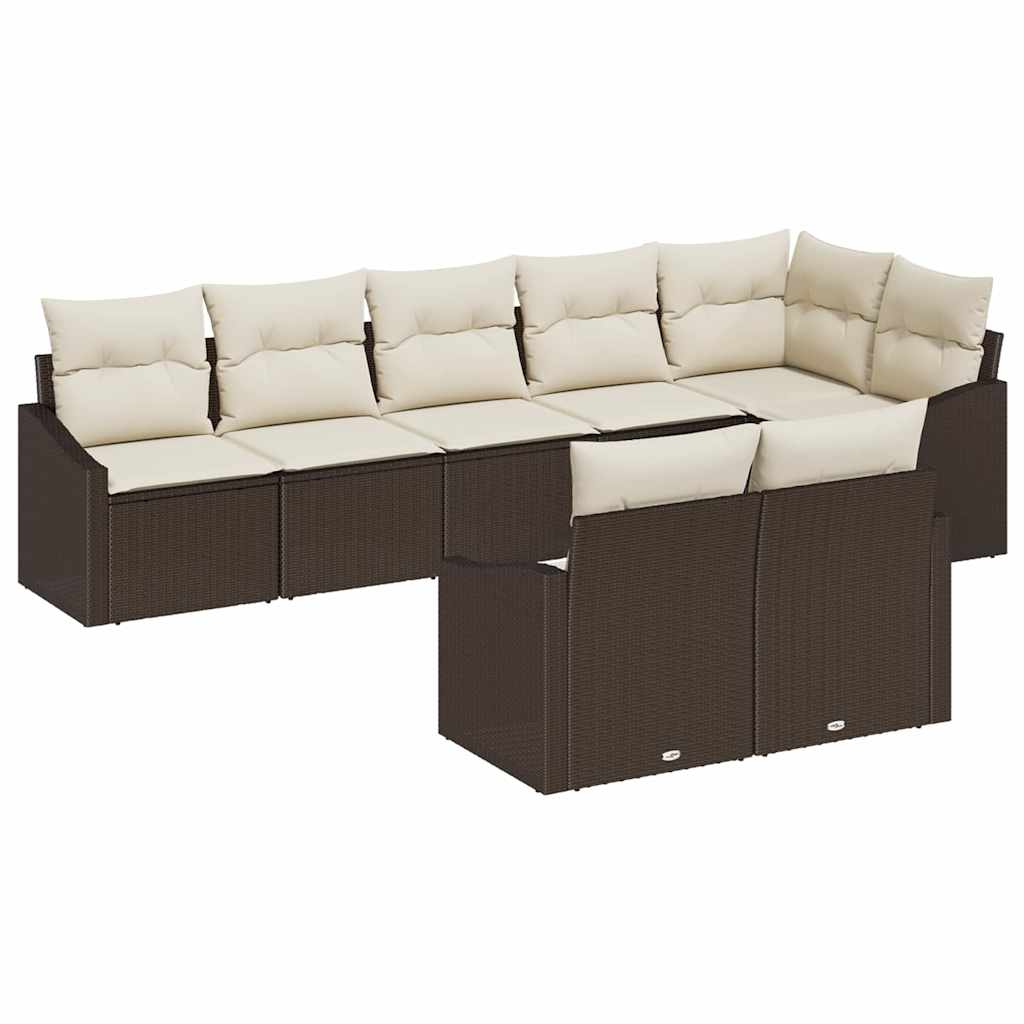 Garten Essgruppe mit Kissen mit Speicher 8 pcs Braun und Creme